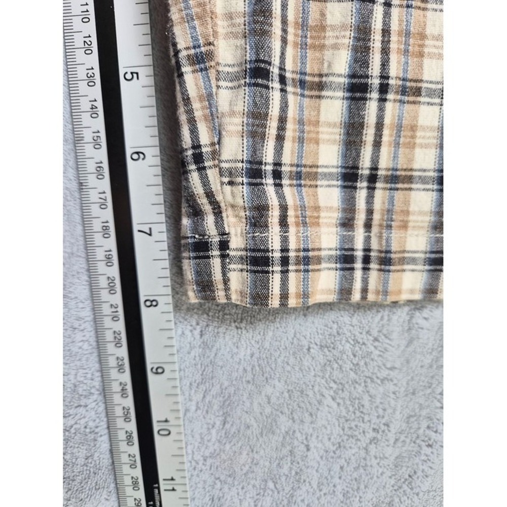 Faded Glory Womens Bermuda Shorts 10 Plaid Beige Blue Y2k Cotton Stretch Summer - Picture 8 of 10